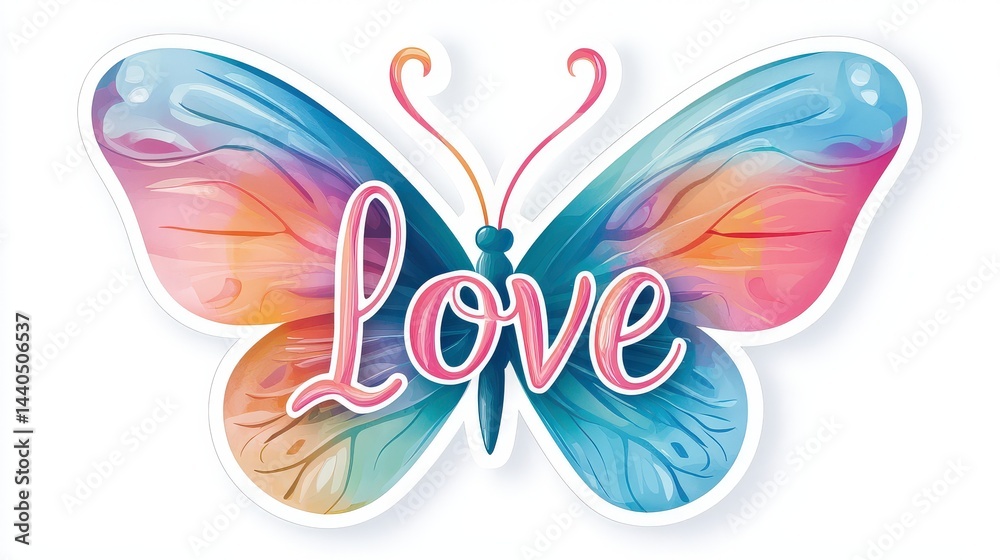 Glossy butterfly sticker with Glossy butterfly sticker with