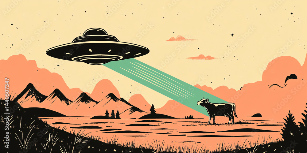 Vintage Flying Saucer Comic Book Cover Extraterrestrial Abduction Retro Sci-Fi Art Pulp Adventure Golden Age Illustration Classic Space Invasion Suspenseful Narrative