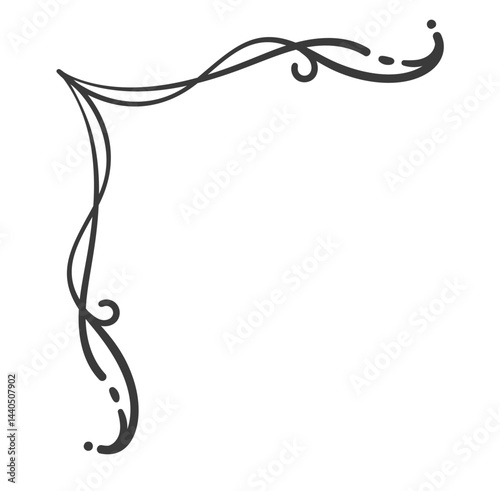 Elegant vintage corner design with swirling patterns and decorative elements, featuring timeless and ornamental appeal. Elegant and ornate vector illustration for creative projects or printed designs