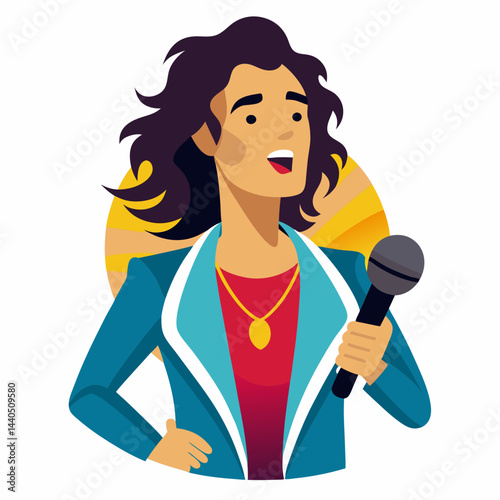 man singing into microphone