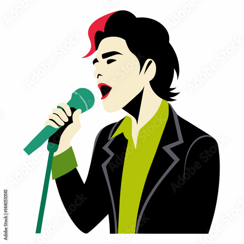 man singing into microphone