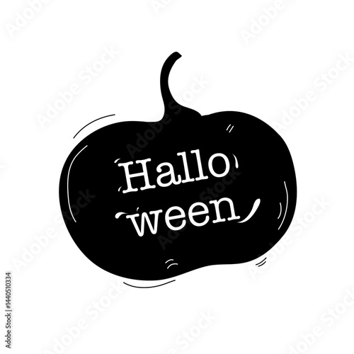 Black Halloween Pumpkin Silhouette with Creepy Face and Dripping Effects Design
