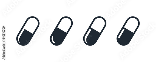 Pills icon vector set. Capsule icon. Drug sign and symbol. Medicine capsule icon