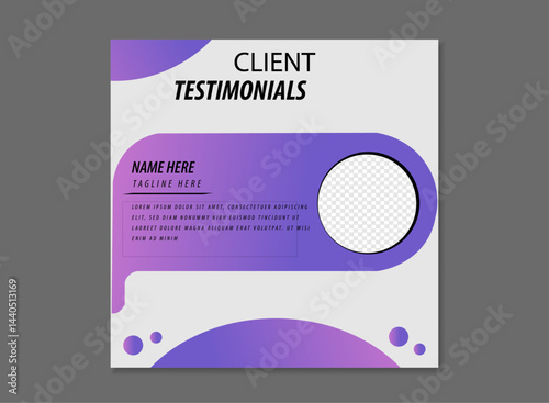 Client testimonial vector design template, client testimonial social media web banner template, customer feedback testimonial vector template, client review template.