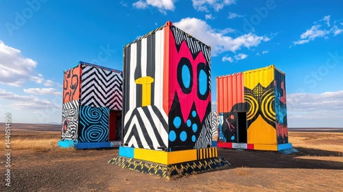 Colorful shipping containers art installation