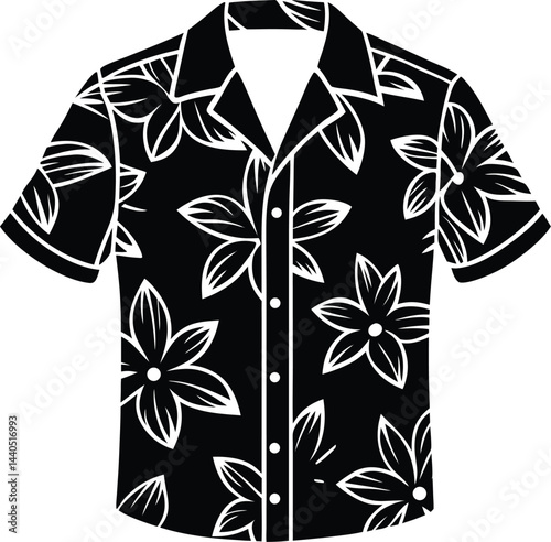 A Hawaiian shirt silhouette white background