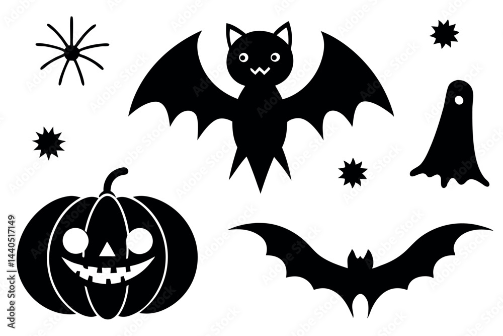 Fototapeta premium Cute Halloween elements vector illustration. 