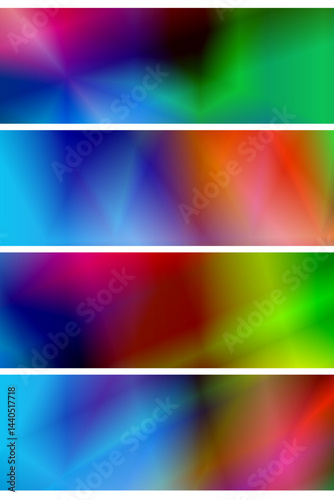 Four abstract banners, vibrant, colorful backgrounds, graphic design Abstract banners, vibrant colors, website headers Banner,