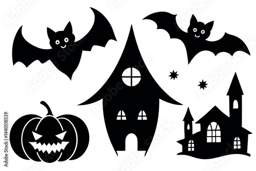    Cute Halloween elements vector illustration.
