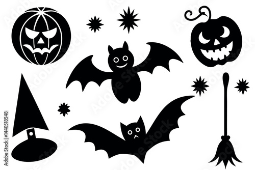    Cute Halloween elements vector illustration.
