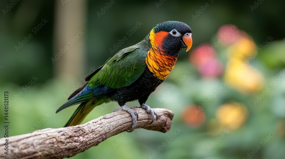 Obraz premium Black-capped Lory Parrot Bird on Branch