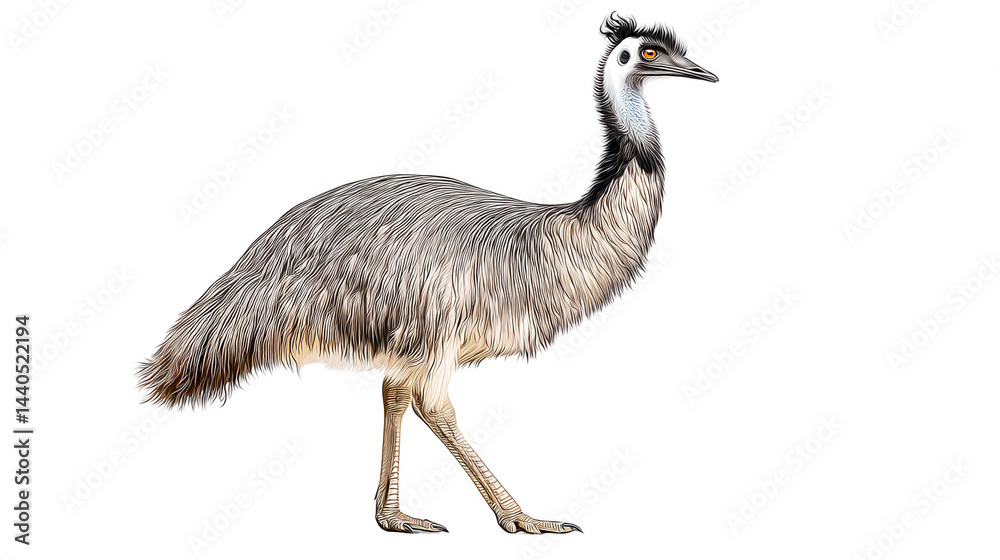 Emu illustration perfect for animal designs using Rebg 17 templates.