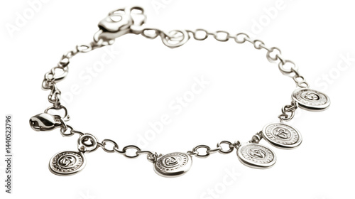 Wallpaper Mural Elegant Silver Bracelet with Charms on White Background for Stylish Accessories Torontodigital.ca
