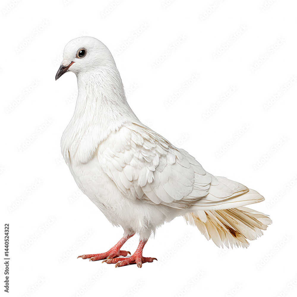 A white with pure plumage stands gracefully, ideal for REBG 58.