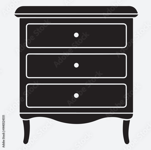 dresser silhouette vector art illustration, chest of drawers isolated
