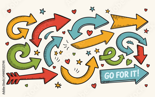 Hand-drawn arrows inspiring positive action