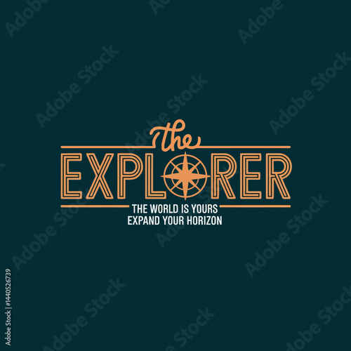 The explorer travel adventure tourism destination explore world horizon compass graphic design concept ,illustration design for t-shirt