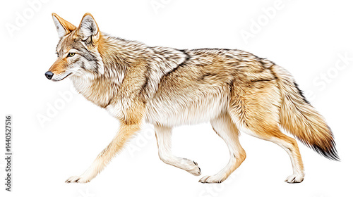 Realistic coyote graphic illustration, rebg 115 design element now.