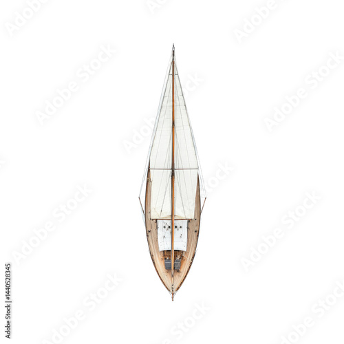 Aerial View of Classic Sailboat, Top Down Perspective