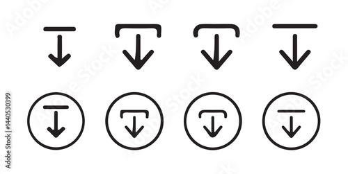 Download icon set. Download button collection. File download icon vector. File download and upload icon symbol in line and flat style on white background. Vector illustration eps 10.