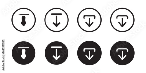 Download icon set. Download button collection. File download icon vector. File download and upload icon symbol in line and flat style on white background. Vector illustration eps 10.