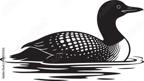 Common loon bird silhouette vector illustration. duck silhouette vector