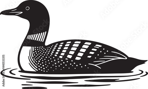 Common loon bird silhouette vector illustration. duck silhouette vector