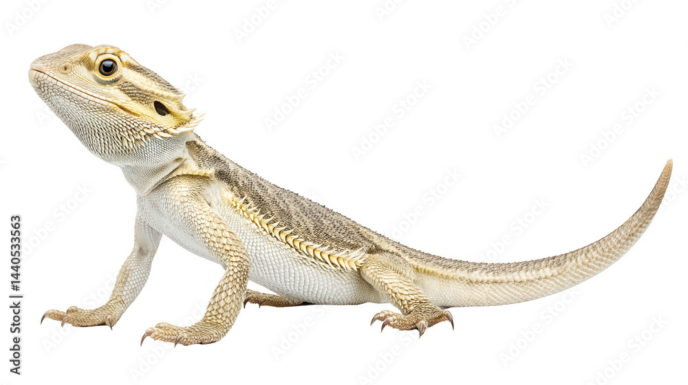 Obraz premium Full body shot of a central bearded dragon on a white background for design