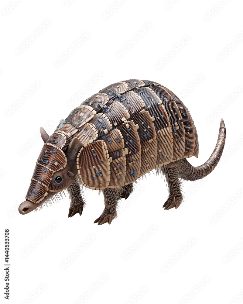 Fototapeta premium Detailed Armadillo Illustration Segmented Shell, Unique Creature