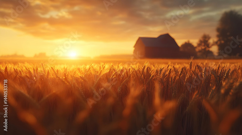 Golden Wheat Field Sunset Photography
