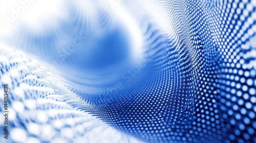 Abstract blue digital wave background with glowing dots.