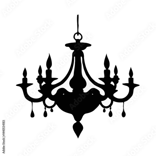 Silhouette chandelier design in black with elegant details  