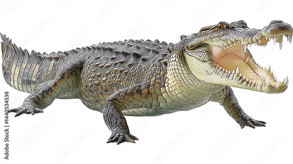 Fototapeta premium Powerful Crocodile Majestic Reptile with Open Jaws