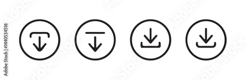 Download icon set. Download button collection. File download icon vector. File download and upload icon symbol in line and flat style on white background. Vector illustration eps 10.