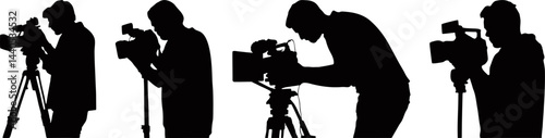 set of silhouette cameraman
