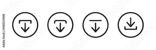 Download icon set. Download button collection. File download icon vector. File download and upload icon symbol in line and flat style on white background. Vector illustration eps 10.