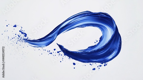 Abstract blue paint swirl splash on white background.