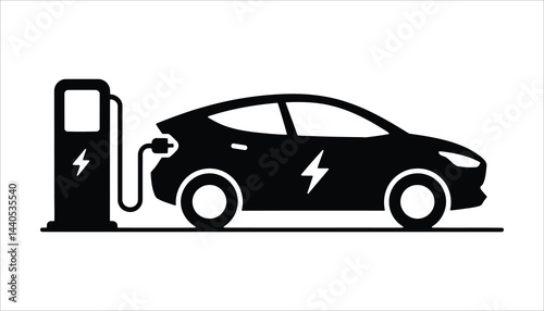 Electric car charging station icon, EV charging, sustainable energy