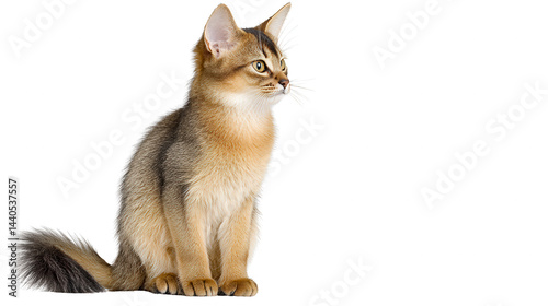 Obraz na płótnie Beautiful brown Somali cat is attentively posing using rebg 326 edit. w salonie
