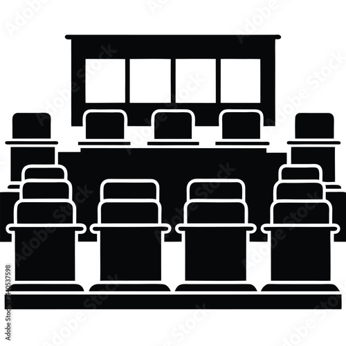 isolated courtroom seating arrangement on white background