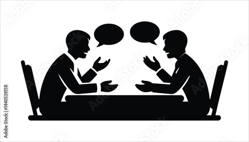 Business Conversation Between Two People With Speech Bubbles

