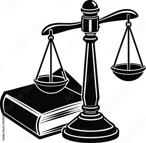 Scales of justice, a golden symbol of balance and legal weight