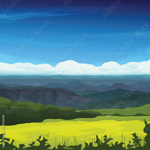 a beautiful nature landscape at sunny day