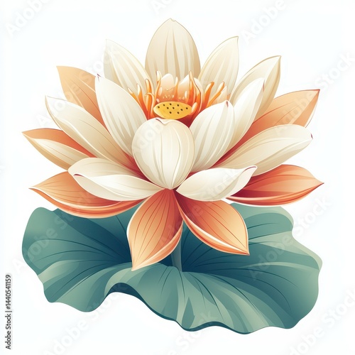 Beautiful water lily flower with vibrant colors and lush green leaves in natural setting
