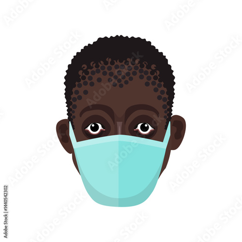 Face of african man in protective medical mask