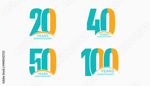 Celebrate a modern and vibrant anniversary logo set featuring 