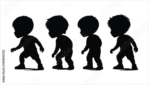 Child Development Stages Silhouette Learning to Walk