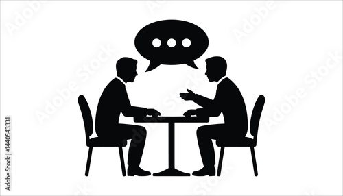 Two people sitting and talking with speech bubble icon high resolution picture