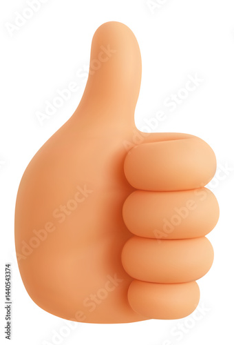 Thumbs Up 3d hand gesture. Realistic like or thumb up, OK or good emoji. Positive feedback, approval and success concept. 3D cartoon soft smooth vector icon