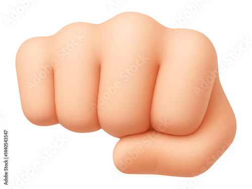 Fist bump 3D emoji. Strong hand clenched fist, punch gesture. Power courage, aggression and protest, fight and solidarity, resistance. Vector realistic concept icon isolated